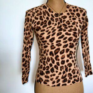Morgan & Taylor tan and black leopard print cashmere sweater